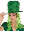 Green Tinsel Top Hat w/ Curly Wig